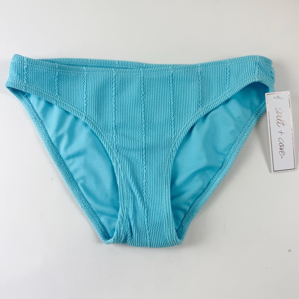 Salt + Cove Bikini Bottom Juniors Size Medium Blue Crinkle Swim NWT